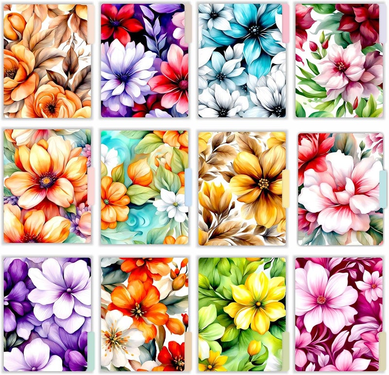 PARTH IMPEX 12 Pack Decorative Floral File Folders, 1/3 Cut Tab with Assorted Positions, Letter Size Paper Holders (9.75” x 11.75”) Matte Finish Laminated, Cute Fancy Folder for Office School Work - Image 4
